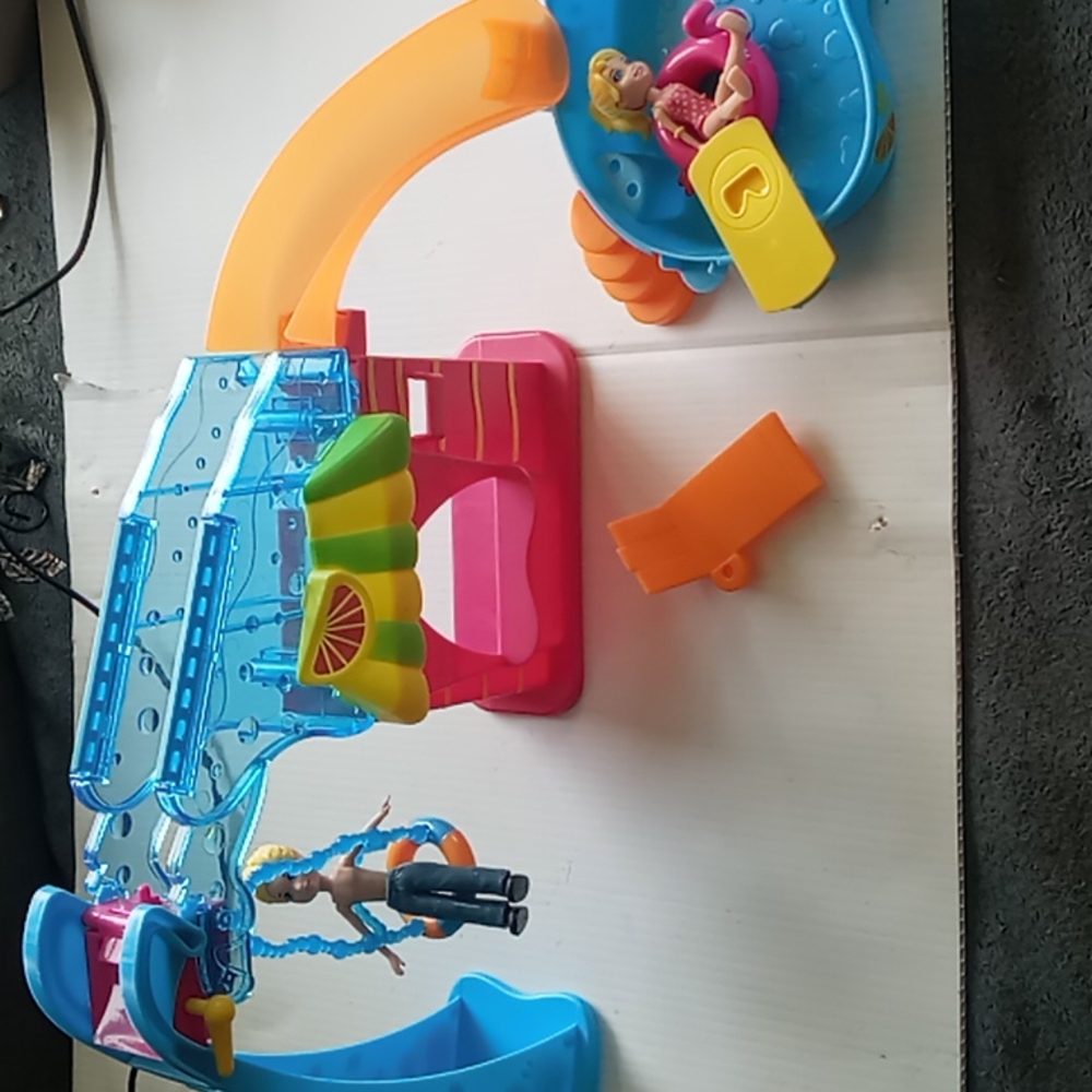 Poly Pocket Flip 'N' Swim Playset With Boy & Girl Dolls, Incomplete